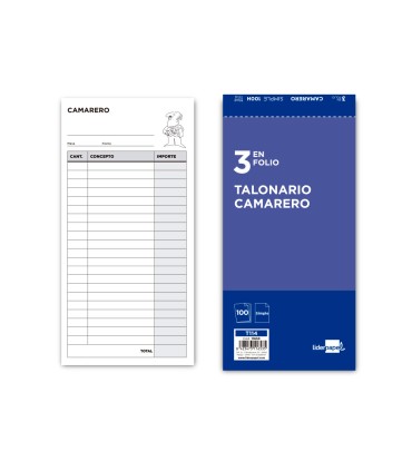 Talonario liderpapel camarero 3 fº original t114